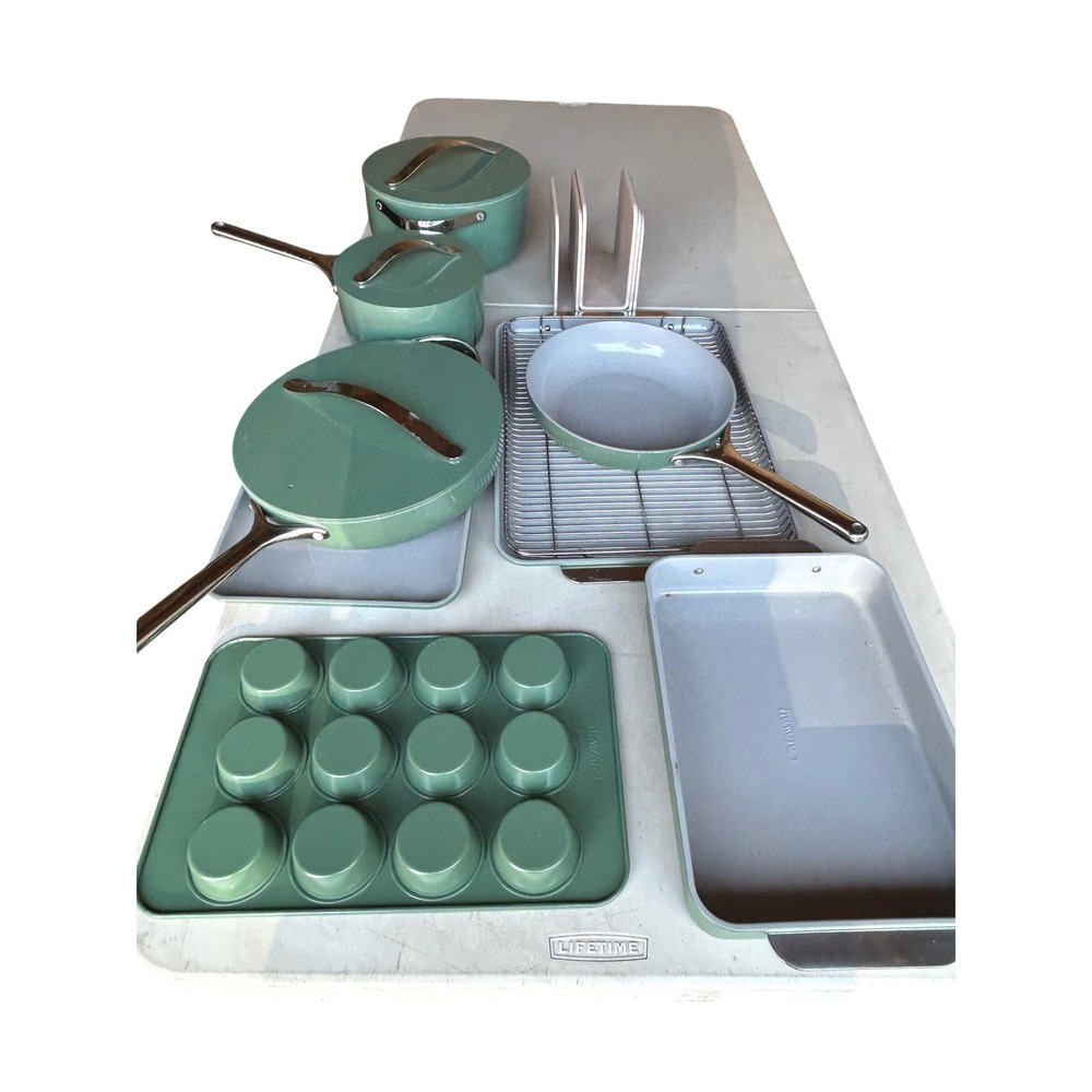 Caraway Sage Green Ceramic Non-Stick Cookware and Bakeware Set 16-Piece